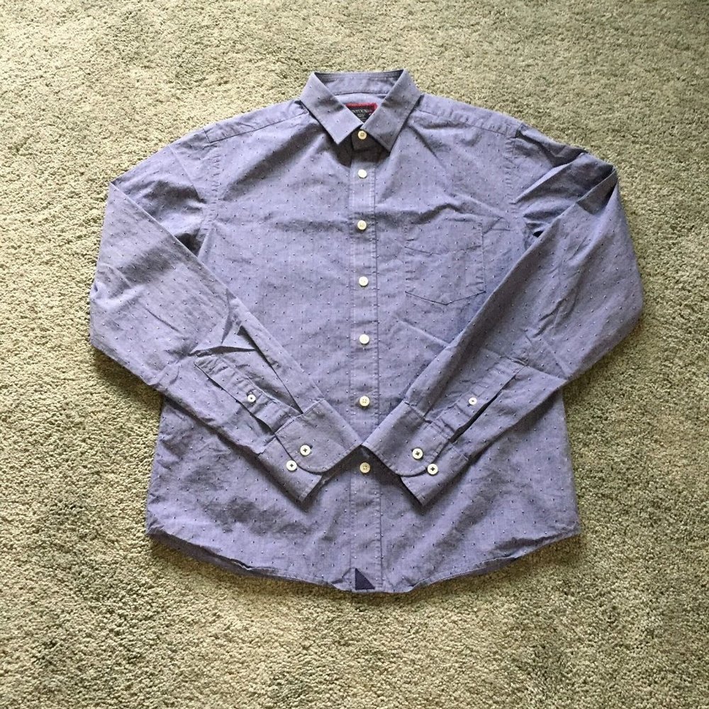 Untuckit Slim Fit Button Up Shirt Mens Size Small Blue Casual Textured Diamond